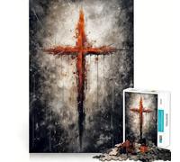 Rompecabezas de la Cruz Roja de Jesús de 1000 Piezas para Adultos Juguete Inteligente para Toda la Familia Obra de Arte de Corte preciso (50x75cm)