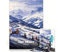 Rompecabezas de la estación de esquí de Alpe d'Huez,1000 Piezas,Juego de Habilidad Mental,Corte láser, Tiempo de Tranquilidad,Ejercicio Mental en casa (38x52cm)