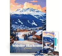 Rompecabezas de la estación de esquí Whistler Blackcomb 1000 Piezas Juego de concentración Mental Corte de precisión Bordes Suaves Juego para Crear Conexiones significativas (50x75cm)