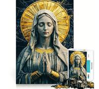 Rompecabezas de la Estatua de la Virgen María 1000 Piezas Juego Divertido sin Rebabas Piezas de Corte Limpio portátil Ideal para Viajar (38x52cm)