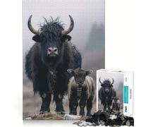 Rompecabezas de la Familia de Animales Yak para Adolescentes 1000 Piezas Juego Mental Divertido Conexión Limpia y fluida Una Forma Atractiva de Pasar el Tiempo Libre (38x52cm)