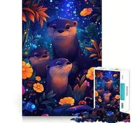 Rompecabezas de la Familia de nutrias en el Bosque Encantado, 1000 Piezas, fácil de armar, Ideal para el Ocio, Regalo artístico (38x26cm)