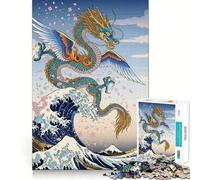 Rompecabezas de la Gran Ola del Dragón Alado 1000 Piezas para Adolescentes Juego para estimular la Mente Montaje Firme y Seguro Actividad Divertida para Toda la Familia (50x75cm)