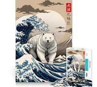Rompecabezas de la Gran Ola del Oso Polar de 1000 Piezas para Adolescentes Refuerza la Memoria, Calma y relajación Bordes de Calidad (38x52cm)