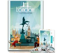 Rompecabezas de la Historia de los Viajes por la Ciudad de Londres para Adultos y Adolescentes 1000 Piezas Juego desafiante Cada Pieza es única Diversión Familiar 50x75cm