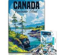 Rompecabezas de la Isla de Vancouver, Canadá, 1000 Piezas para Adultos, Juguetes educativos, Juegos Familiares con póster a Juego y Hoja de Trivia, 38x26cm
