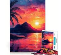 Rompecabezas de la Isla del Atardecer Rojo para Adultos, 1000 Piezas, Juguete Que desafía la Mente, diversión silenciosa, Corte preciso, decoración de Pared 38x26cm