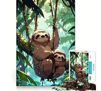 Rompecabezas de la Jungla con Madre y bebé Perezosos, 1000 Piezas, para Adolescentes, Juguete Educativo, Divertido y de fácil Montaje, 50x75cm