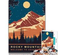 Rompecabezas de la Luna sobre Las Montañas Rocosas de 1000 Piezas para Adultos, Juguetes educativos, Juegos Familiares con póster a Juego y Hoja de Trivia de 38x26cm