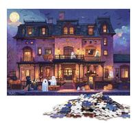 Rompecabezas de la Mansión Encantada de Halloween, 1000 Piezas, para Adolescentes, de Madera, Creativo, Juego Familiar, desafío de dificultad, 1000 Piezas (75 x 50 cm)