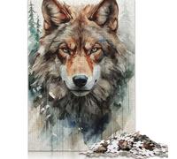 Rompecabezas de La Mirada de un Lobo Enfadado, decoración única para el hogar, 100% cartón Reciclado, Ideal para niños o niñas, 1000 Piezas (26 x 38 cm)