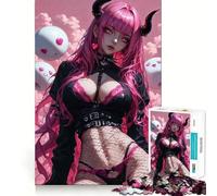 Rompecabezas de la Niña Demonio de Cabello Rosa para Adultos, 1000 Piezas, Lógica Clara, Juguete, Tiempo Libre, Corte Perfecto, Regalo Creativo (38x26cm)