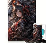 Rompecabezas de la Niña Lobo Samurai,1000 Piezas,estimulación cognitiva,Piezas sin Rebabas,Corte Limpio,Juguete de Entretenimiento para Interiores (38x26cm)