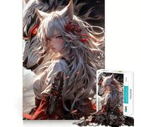 Rompecabezas de la Niña Samurái Lobo,1000 Piezas,estimulación cognitiva,diversión,Piezas sin Rebabas,Corte Limpio,Juguete de Entretenimiento para Interiores (38x26cm)