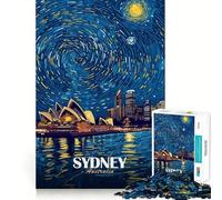 Rompecabezas de la Ópera de Sídney La Noche Estrellada para Adolescentes, 1000 Piezas, para Mejorar la Memoria, para Disfrutar de un Juego de niños, con Bordes limpios, 38x52cm