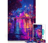 Rompecabezas de la Ópera de Sídney Lluvia Nocturna de 1000 Piezas para Adultos Juguete de lógica Mental Diversión Tranquila Corte Firme Regalo Ideal 50x75cm
