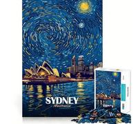 Rompecabezas de la Ópera de Sídney Noche Estrellada para Adultos, 1000 Piezas, Juguete para ejercitar la Mente, Pieza de colección de Arte de Corte nítido 50x75cm