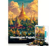 Rompecabezas de la Pagoda Shwedagon de Myanmar para Adolescentes, 1000 Piezas, Juguete de lógica Mental, Alivio del estrés, Corte Firme, Regalo de Santa Claus 38x26cm