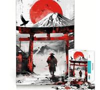 Rompecabezas de la Puerta Torii Samurai Fuji para Adolescentes, 1000 Piezas, Juguete para desarrollar la Mente, diseño de Entretenimiento Suave, Regalo Premium (38x26cm)