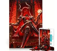Rompecabezas de la Reina Demonio Roja en el Trono para Adultos, 1000 Piezas, Mejora la Memoria, Divertido Montaje de imágenes, Arte Coleccionable (50x75cm)