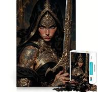 Rompecabezas de la Reina Guerrera con Espada Dorada 1000 Piezas Juego Divertido sin Rebabas Piezas de Corte Limpio portátil Ideal para Viajar (38x26cm)