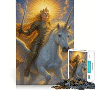 Rompecabezas de la Reina Montando un Unicornio Alado para Adolescentes, 1000 Piezas, Juguete de Lógica Fuerte, Ligero y Sencillo, Borde Claro, Regalo Elegante (50x75cm)