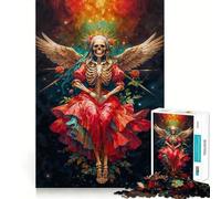 Rompecabezas de la Santísima Muerte con Vestido Rojo, 1000 Piezas, para Adultos Refuerza la Memoria Ocio Diversión Calidad Diseño Elegante Regalo Ideal (38x52cm)
