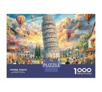 Rompecabezas de la Torre de Pisa, 1000 piezas, Fantasía, Torre de Pizarra, Puzle Difícil Difícil Aprender 100% Cartón Reciclado Decoración de Pared 52 x 38 cm/1000 Piezas