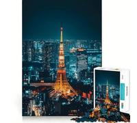 Rompecabezas de la Torre de Tokio con Vista Nocturna para Adolescentes, 1000 Piezas, para estimular la Memoria, Actividad en casa, patrón de ensamblaje, 50x75cm