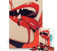 Rompecabezas de Labios de Vampiro de 1000 Piezas para Adolescentes Entrenamiento de Memoria Diversión,conexión Limpia y sin Fisuras Actividad Relajante para Grupos en Interiores (38x52cm)