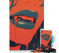 Rompecabezas de Labios de Vampiro de 1000 Piezas para Adolescentes Entrenamiento de Memoria Diversión,conexión Limpia y sin Fisuras Actividad Relajante para Grupos en Interiores (38x52cm)