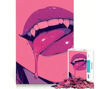Rompecabezas de Labios de Vampiro de 1000 Piezas para Adolescentes Estimula la Mente Diversión sin Espacios Ajuste Entretenimiento cautivador para Interiores acogedores (38x52cm)
