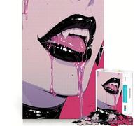 Rompecabezas de Labios de Vampiro para Adolescentes,1000 Piezas,Mejora la Capacidad Mental,Juego,tamaño Uniforme,Piezas precisas,Actividad Nocturna Divertida en Familia (38x26cm)