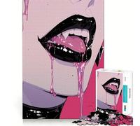 Rompecabezas de Labios de Vampiro para Adultos,1000 Piezas,desarrolla la Memoria,Divertido,Troquelado de Alta precisión,fácil de Aprender,Entretenimiento para Toda la Familia (38x52cm)