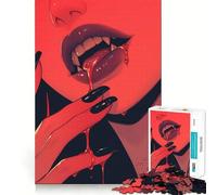 Rompecabezas de Labios de Vampiro para Adultos,1000 Piezas,desarrolla la Memoria,Divertido,Troquelado de Alta precisión,fácil de Aprender,Entretenimiento para Toda la Familia (38x26cm)