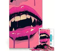 Rompecabezas de Labios de Vampiro para Adultos,1000 Piezas,Juego de Memoria Cerebral,Corte Fino,Acabado Premium,Forma entretenida de Pasar el Tiempo Libre (38x26cm)