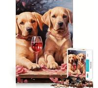 Rompecabezas de Labradores de San Valentín para Adultos,1000 Piezas,Juego de Memoria para el Cerebro,Cortado con láser para un Ajuste Perfecto, aliviar el estrés (38x52cm)