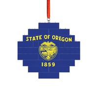 Rompecabezas de ladrillo artesanal, bloque de construcción, decoración 3D, regalo pensativo, bandera del estado de Oregón