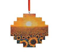 Rompecabezas de ladrillo artesanal, bloque de construcción, decoración de adorno 3D, regalo cuidadoso, mar de girasol, campo de puesta de sol