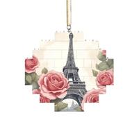Rompecabezas de ladrillo artesanal, bloque de construcción, decoración de adorno 3D, regalo cuidadoso, torre Eiffel, diseño de rosas
