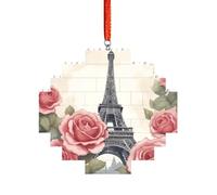 Rompecabezas de ladrillo artesanal, bloque de construcción, decoración de adorno 3D, regalo cuidadoso, torre Eiffel, diseño de rosas