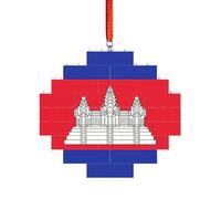 Rompecabezas de ladrillo artesanal, bloque de construcción, decoración de adorno 3D, regalo pensativo, impresión de la bandera de Camboya