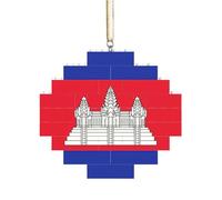 Rompecabezas de ladrillo artesanal, bloque de construcción, decoración de adorno 3D, regalo pensativo, impresión de la bandera de Camboya