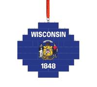 Rompecabezas de ladrillo artesanal, bloque de construcción, decoración de bricolaje, rompecabezas 3D, regalo pensativo, impresión de la bandera del estado de Wisconsin