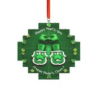 Rompecabezas de ladrillo artesanal, bloque de construcción, decoración de bricolaje, rompecabezas 3D, regalo cuidadoso, impresión feliz del día de San Patricio