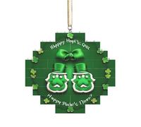 Rompecabezas de ladrillo artesanal, bloque de construcción, decoración de bricolaje, rompecabezas 3D, regalo cuidadoso, impresión feliz del día de San Patricio