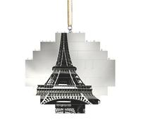 Rompecabezas de ladrillo artesanal, bloque de construcción, decoración de bricolaje, rompecabezas 3D, regalo pensativo, impresión negra de la Torre Eiffel de París