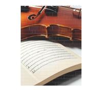 Rompecabezas de ladrillo artístico 3D, 141 piezas, rompecabezas creativo de bloques de construcción, libro de violín impreso