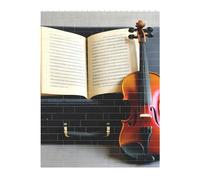 Rompecabezas de ladrillo artístico 3D, 141 piezas, rompecabezas creativo de bloques de construcción, violín y libro impreso