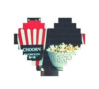 Rompecabezas de ladrillo artístico con forma de corazón y tablilla de película con impresión de palomitas de maíz, bloques de construcción 30 piezas, regalo relajante